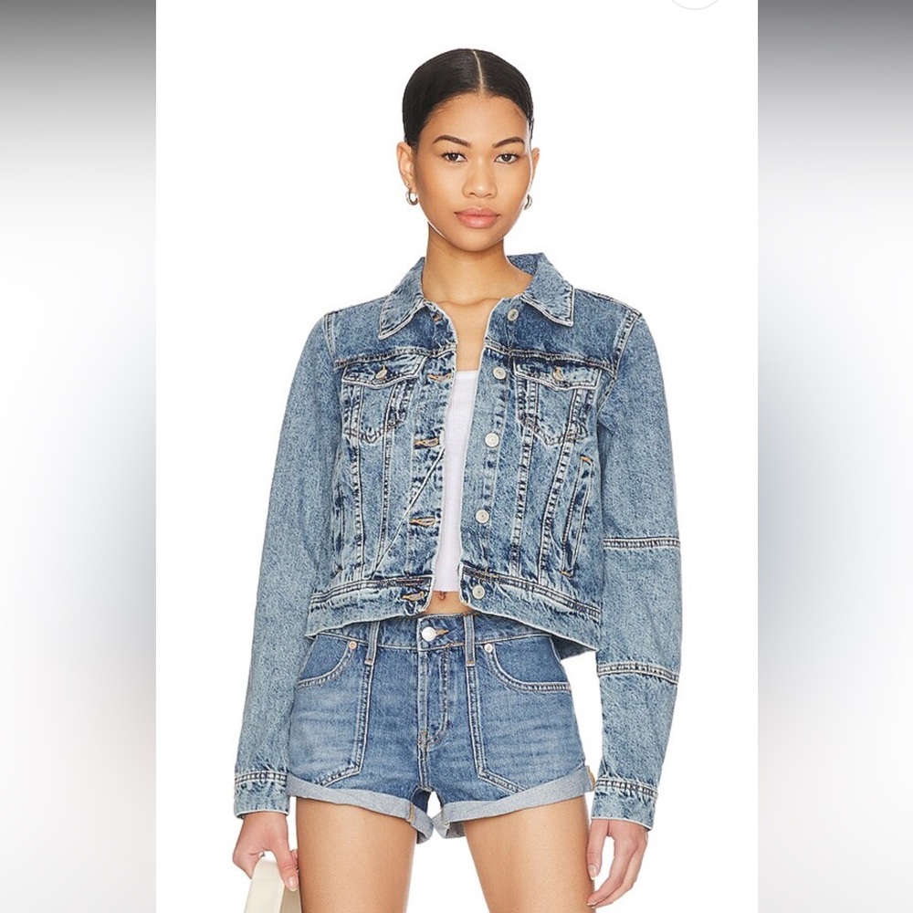 Free People Rumors Denim Jacket in Indigo Acid Wash